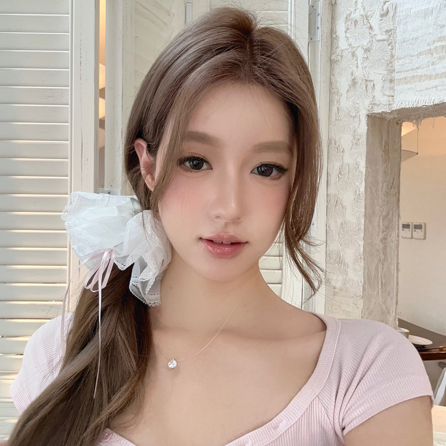 朦胧月光蝴蝶结丝带网纱发圈图片