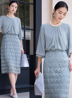 拼接雪纺连衣裙子秋款女装2024年新款夏季蕾丝长裙小礼服裙88538