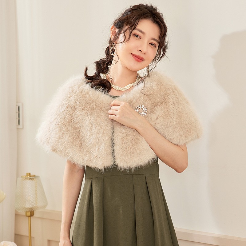 新娘婚纱毛披肩女秋冬季斗蓬晚礼服结婚礼披风伴娘旗袍外搭88176