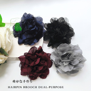 胸花花卉胸针绸缎面蕾丝发夹女士仿真花朵胸饰蕾丝花朵配饰品H005