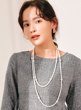 多双层珍珠项链长款旗袍配饰品日韩多层首饰女小香风毛衣链子项圈