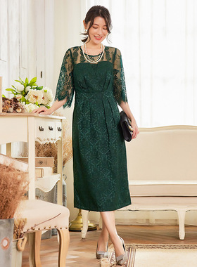 新款夏季韩版拼接连衣裙女韩版中长裙子婚礼宴会蕾丝小礼服88531