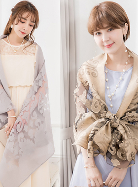 女蕾丝围巾披肩两用新娘婚纱斗蓬旗袍外搭丝巾宴会伴娘外套88223
