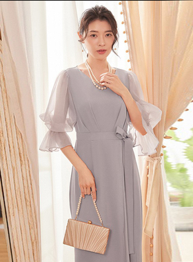 新款夏季连衣裙女士优雅气质修身显瘦中长裙子中长款小礼服88613