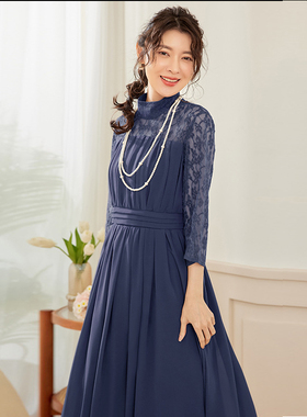 夏季蕾丝连衣裙女士优雅显瘦雪纺长裙子春秋婚礼宴会小礼服88588