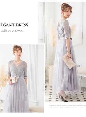 夏季连衣裙子长裙女士长款婚礼伴娘礼服晚宴会晚装晚礼服裙88136