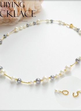 灰色珍珠项链女士新款时尚毛衣链