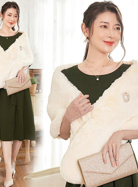 仿皮草披肩保暖婚纱披肩加厚保暖女士伴娘斗篷外套旗袍外搭88565