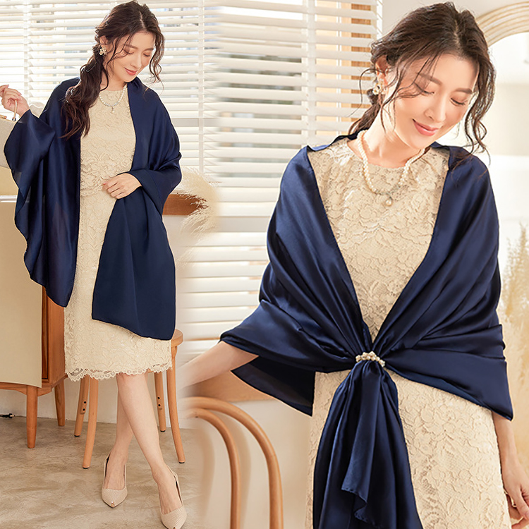 深蓝色晚宴会大披肩女士晚礼服围巾结婚披风斗蓬配旗袍外搭88592