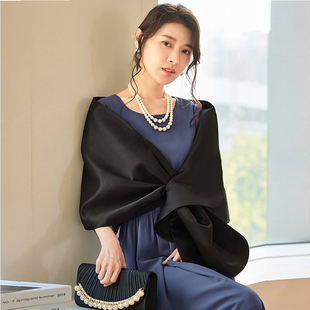 晚宴会小披肩缎面女婚礼伴娘服姐妹披风晚礼服斗蓬旗袍外搭88013