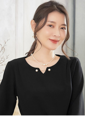 仿珍珠女渐变式项链颈链毛衣链