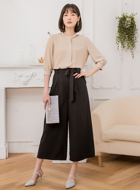 时尚气质两件套阔腿裤子春秋女士新款夏季洋气减龄套装上衣88359