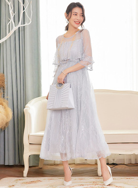 新款夏季蕾丝连衣裙长裙子女士长款婚礼宴会平时可穿小礼服88333