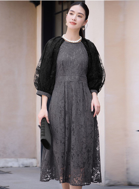 2025年新款夏季蕾丝连衣裙女装修身显瘦中长裙子长款晚礼服88622