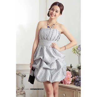 抹胸裙连衣裙子女士伴娘服胖MM裙子大码年会主持人结婚礼服裙3375