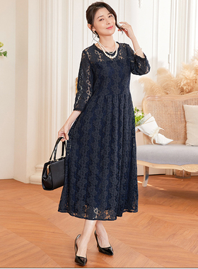 2026年新款夏季蕾丝连衣裙女士收腰显瘦长裙子中长款礼服裙88572