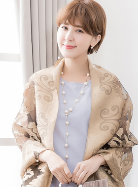 仿珍珠水波链多种戴法项链毛衣链