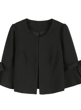 超短款小外套超短装开衫女士外衣春秋优雅百搭外搭西装披肩88551