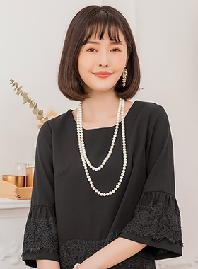 双层叠戴女士旗袍长款珍珠项链