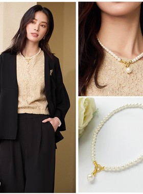 法式复古仿珍珠项链小香风毛衣链颈链百搭锁骨链子女士配饰品L081