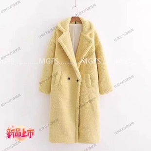 加厚加密保暖宽松女颗粒绒大衣冬季新款中长款廓形女生泰迪熊外套