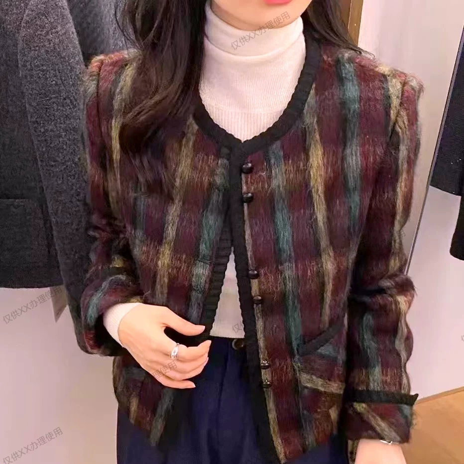 意法货 457女士羊毛内里白鸭绒高级感短款小香风外套老钱风羽绒服