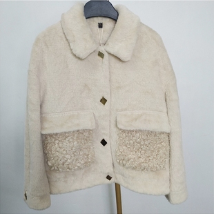 来此购 小个子外套 527女士秋冬毛毛外套宽松保暖上衣仿羊羔毛短款