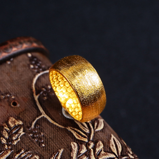 越南沙金戒指女3D硬金指环男士个性简约镀24K黄金生日礼物首饰品