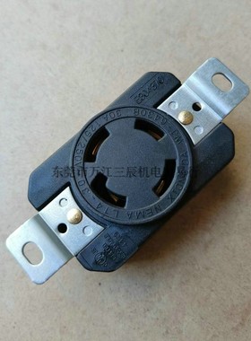 美规NEMA L14-30R 30A125V3P附接地4P黑色暗装插座工业厂机器配线