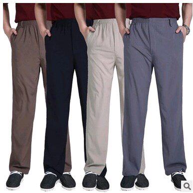 the elderly trousers Cotton silk Middle-aged trousers summer Elastic waist Cotton silk pants dad trousers leisure timein the Men's clothing, Casual pants  category - from Buy2taobao.com to provide professional Taobao agent buy service