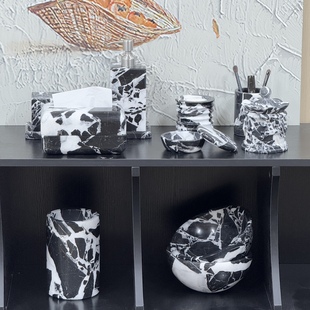 大理石托盘摆件轻奢宝格丽黑化妆品首饰收纳托盘卫生间收纳托盘