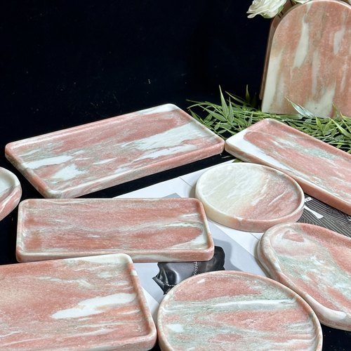 宝格丽粉奢石托盘装饰摆件