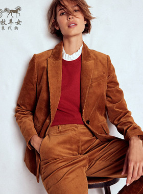 英国Boden代购 女装26春新款 英伦风条绒长袖西服西装外套长裤子