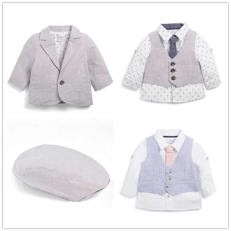 现货英国mamas&papas男童男婴 英伦生日礼服长袖衬衫领带马甲帽子