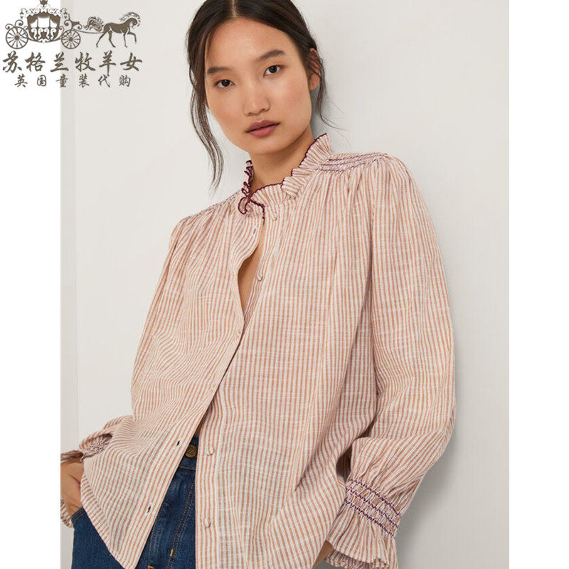 英国Monsoon代购 女装26春新款 英伦条纹百搭纯棉长袖T恤衬衫上衣,女装/女士精品,衬衫,淘宝优惠券,粉丝福利购,淘宝优惠卷