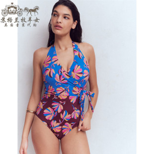 吊带连体游泳衣沙滩泳装 英国Boden代购 蓝色碎花 26春夏新款 女装