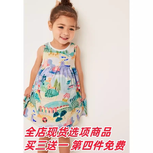 藍色海濱純棉無袖 背心裙連衣裙子 女童女嬰夏季 現貨英國Next童裝
