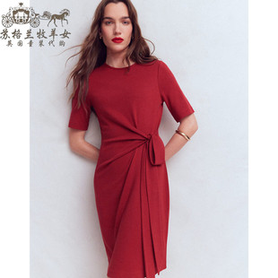 英国Boden代购 女装26春夏新款 简约红色修身短袖T恤裙连衣裙子