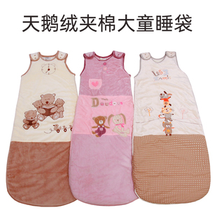 婴儿睡袋秋冬款珊瑚绒中大童大童宝宝连体睡衣秋冬男宝女宝防踢被
