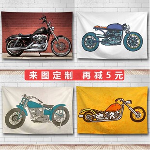 摩托机车动漫美女ins网红个性挂布学生宿舍酒吧墙画背景布工作室