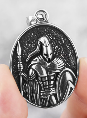 斯巴达勇士钛钢吊坠嘻哈吊坠男士长款学生吊坠霸气不锈钢吊坠项链