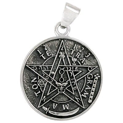 进口纯银Tetragrammaton Pentagram Pentacle Pendant