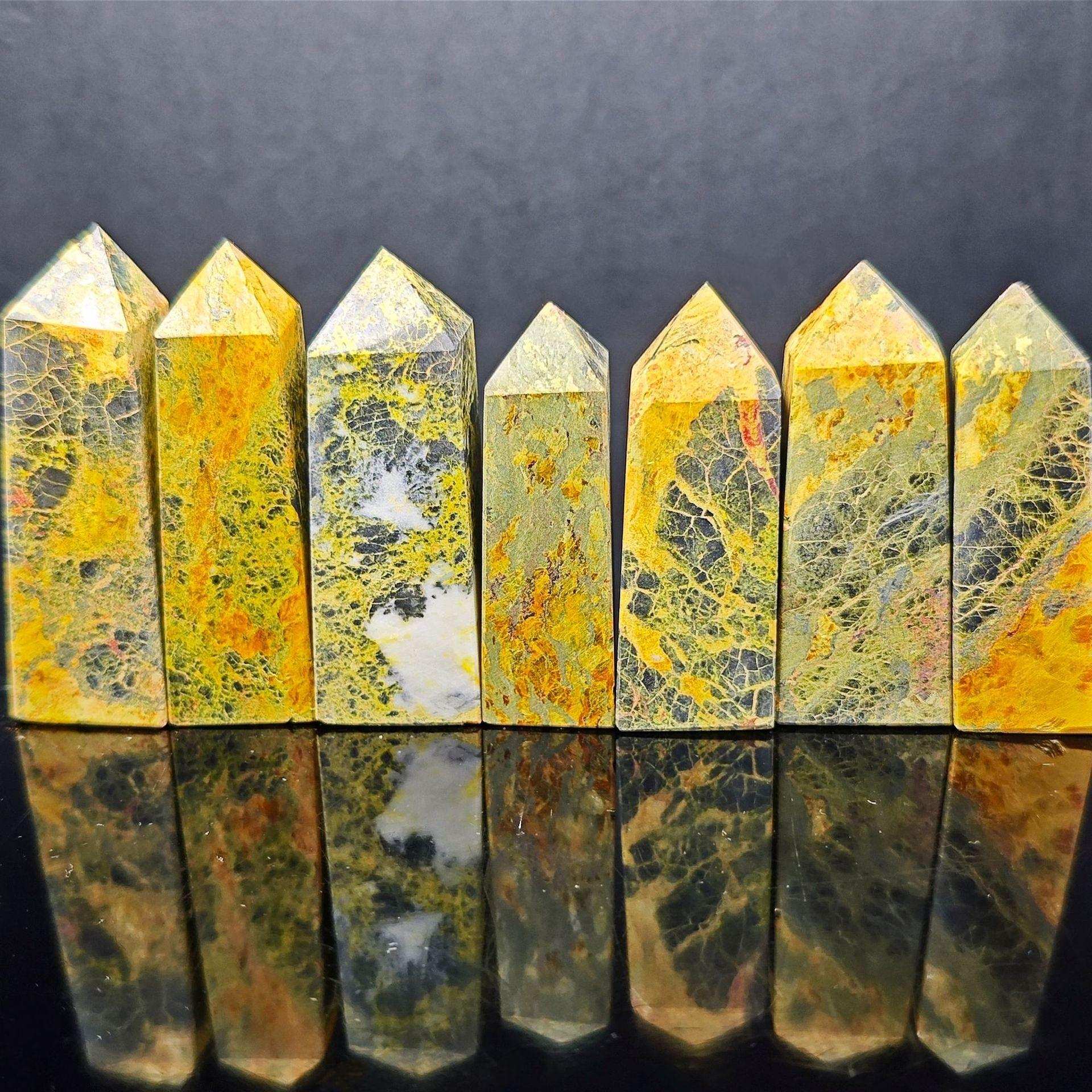 跨境天然水晶收藏雄黄石四面柱摆件装饰品送礼原石稀有矿物质