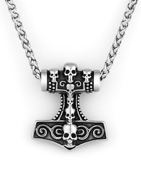复古骷髅头锤子钛钢吊坠欧美创意船锚男不锈钢吊坠项链饰品