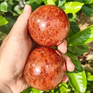 天然水晶原石橙水晶球增爱情运势招桃花能量磁场摆件装饰品收藏品