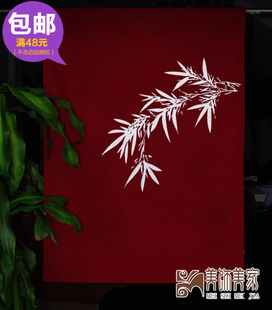 门帘竹报平安中式挡风布帘隔断帘卫生间卧室厨房半帘书房雅室挂帘