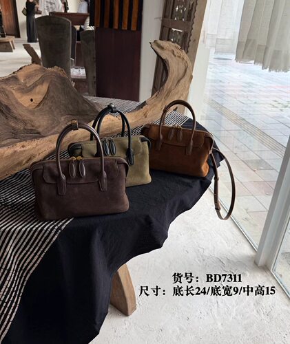 磨砂牛皮撞色手提女包2026新款时尚欧美小众洋气质感韩版单肩斜挎