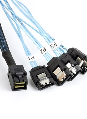 全新正向SFF8643转4 sata转接线1拖4阵列卡硬盘SAS数据线1M