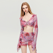 anqinwind分体泳衣女四件套性感显瘦聚拢泡温泉度假比基尼泳装