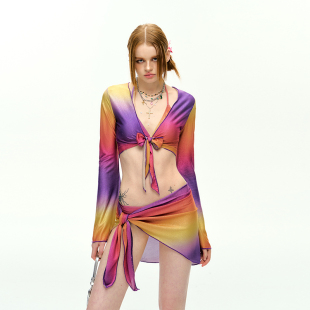 anqinwind分体泳衣女四件套性感聚拢显瘦度假高级感纯欲比基尼